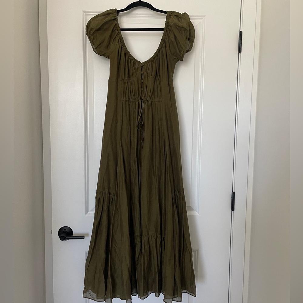 La Ligne Scoop Neck Olive A-Line Dress